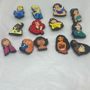 Set of 13 Disney Princess Shoe Charms – Ariel, Elsa, Belle, Moana, Jasmine & Mor